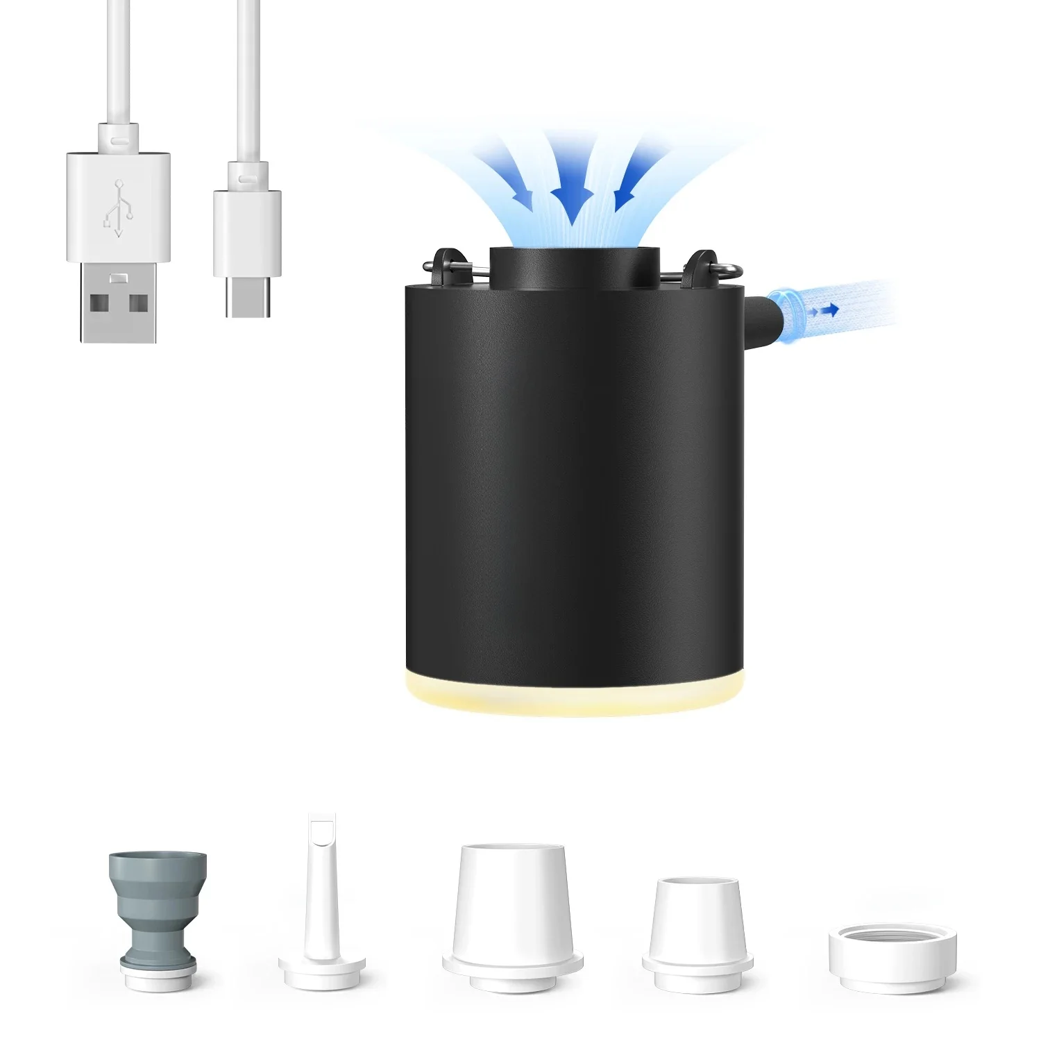 FLEXTAILGEAR KLEINE POMP X2024 | Ultralichte oplaadbare luchtpomp met campinglamp voor zwembaddrijvers, luchtmatras en vacuümzakken - afbeelding 2