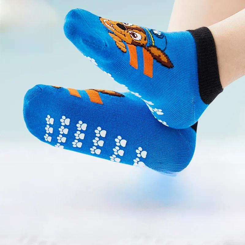 Paw Patrol – chaussettes de sol antidérapantes pour enfants, originales, élastiques, sport, garçons et filles, extérieur, Trampoline, en coton, respirantes