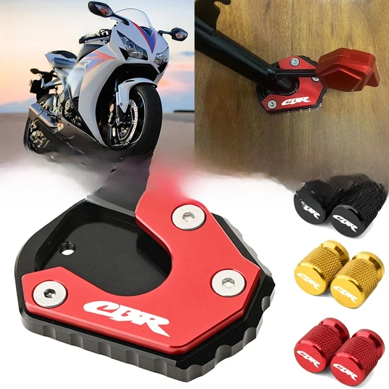 Pour HONDA CBR650R 650F CBR500R 2013-2024 CBR1000RR 2004-2007 béquille de moto support latéral coussinet d'extension de pied et bouchon de Valve de pneu