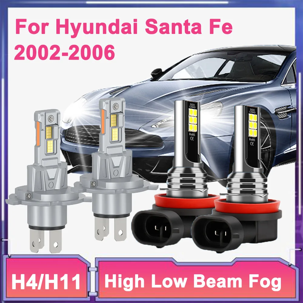 

H4 High/Low Beam H11 LED Fog Light 150W 3570 CSP NO FAN Design Front Headlight For Hyundai Santa Fe 2002-2006