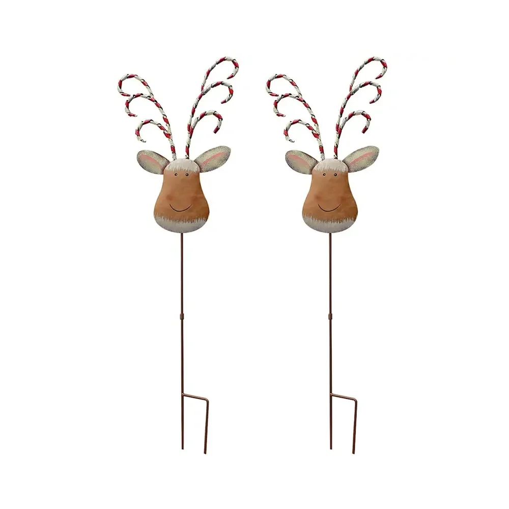 

2 pcs 31.5" Height Christmas Garden Stakes Decorations Metal Reindeer Yard Sign Decorative Deer Lawn Patio Ornaments Indoor Gift