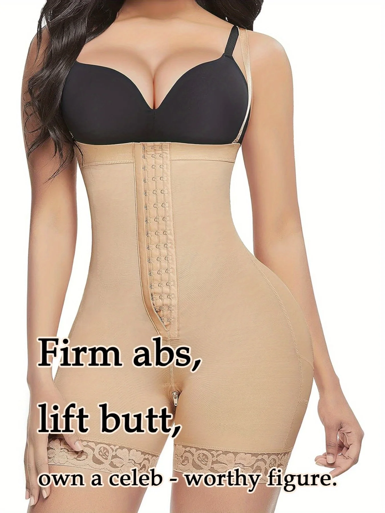 

Slimming High-Waist Shapewear Shorts - Firm Tummy Booty Enhancement Nylon & Elastane Blend with Contouring Lace Accents