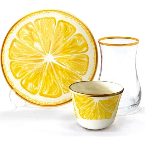 

Toygar Damla Efe Tea Set 6+6 Big Lemon