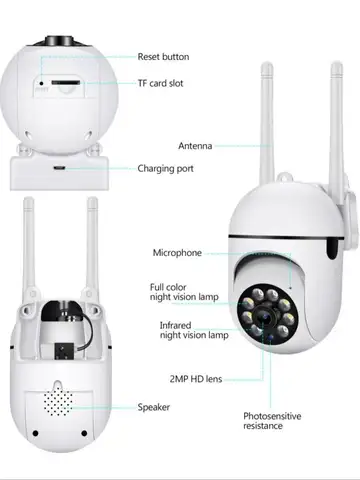 8MP Wifi IP Wireless Security Surveillance PTZ Camera 4X Zoom Cameras Tracking Two-way Audio HD Night Color Cam