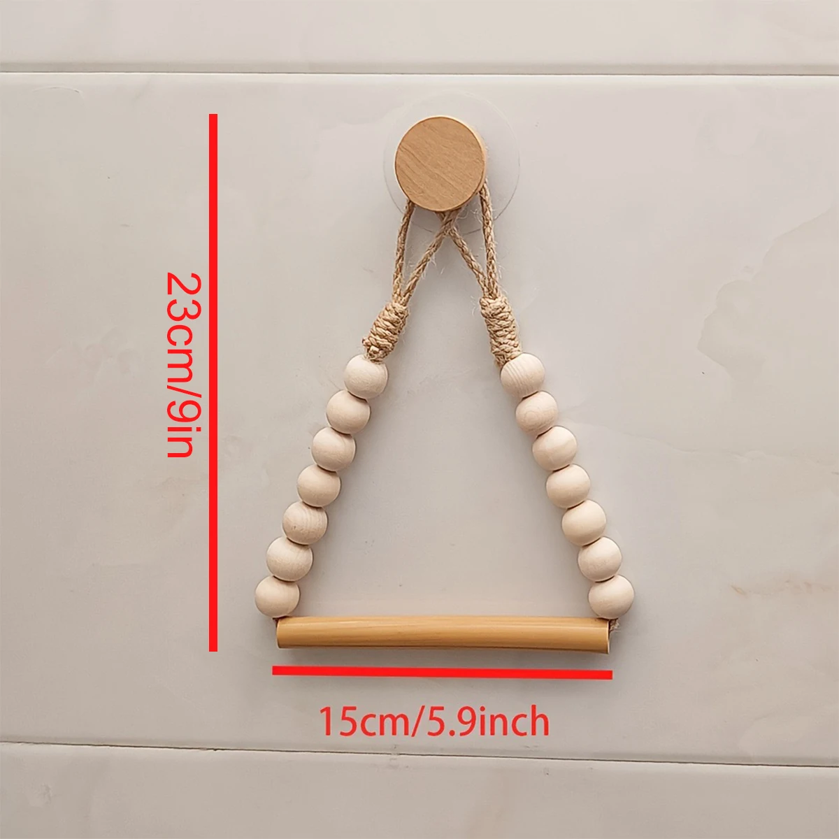1PC Drill-Free Jute Rope Paper Towel Holder, Wooden Toilet Paper Holder, Solid Wood Woven Towel Rack, Toilet Paper Holder,Elegan