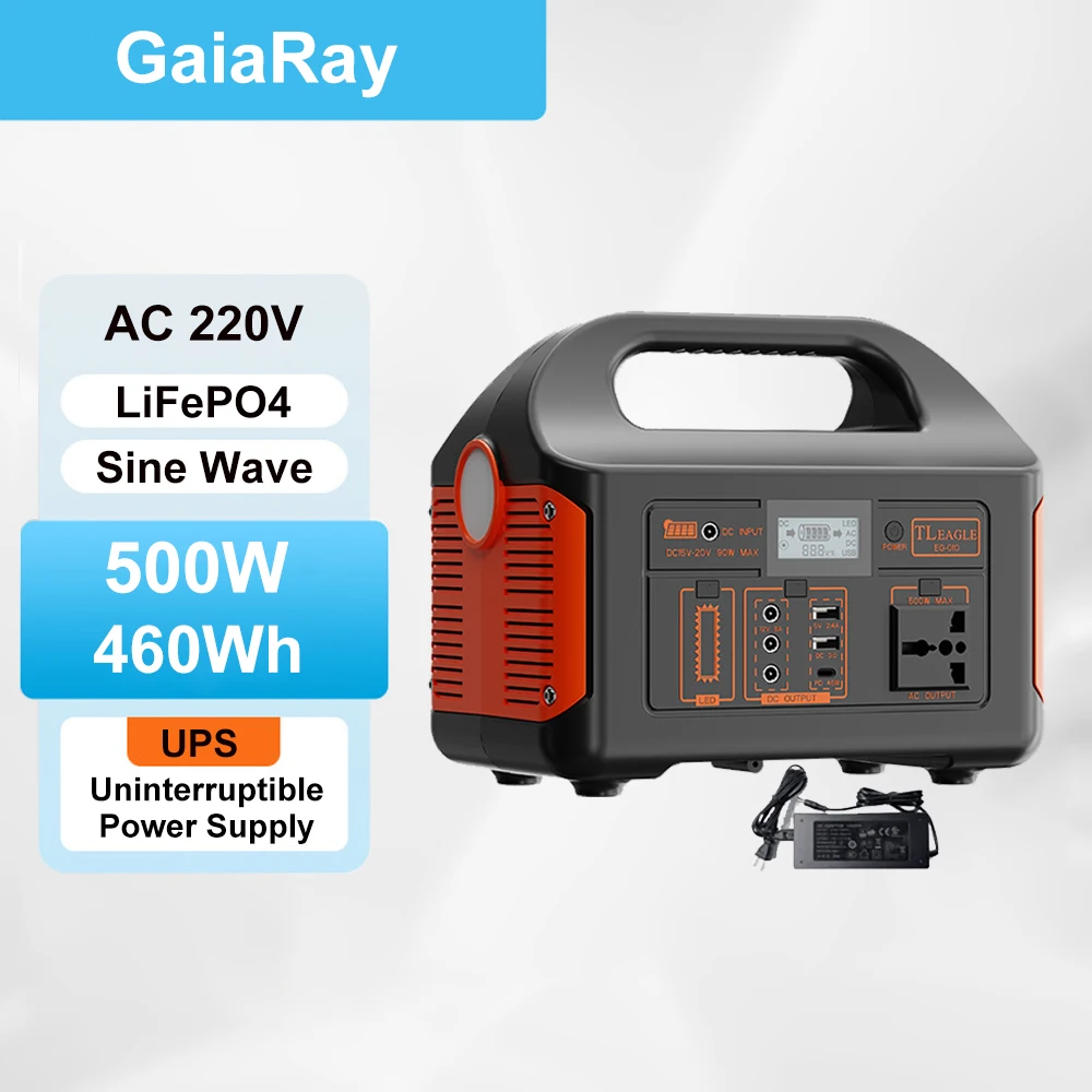 GaiaRay 500W 300W Draagbare Krachtcentrale AC 220V Zonnegenerator LiFePO4 Batterij Noodinstallatie Outdoor Vissen tool LED