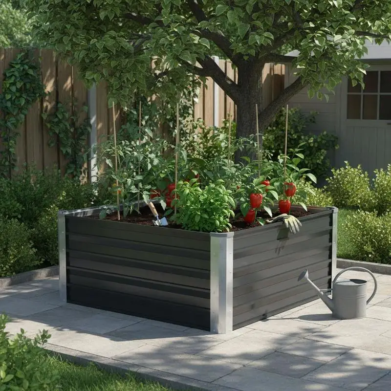 Lit surélevé de jardin Anthracite 129x129x77 cm Acier galvanisé
