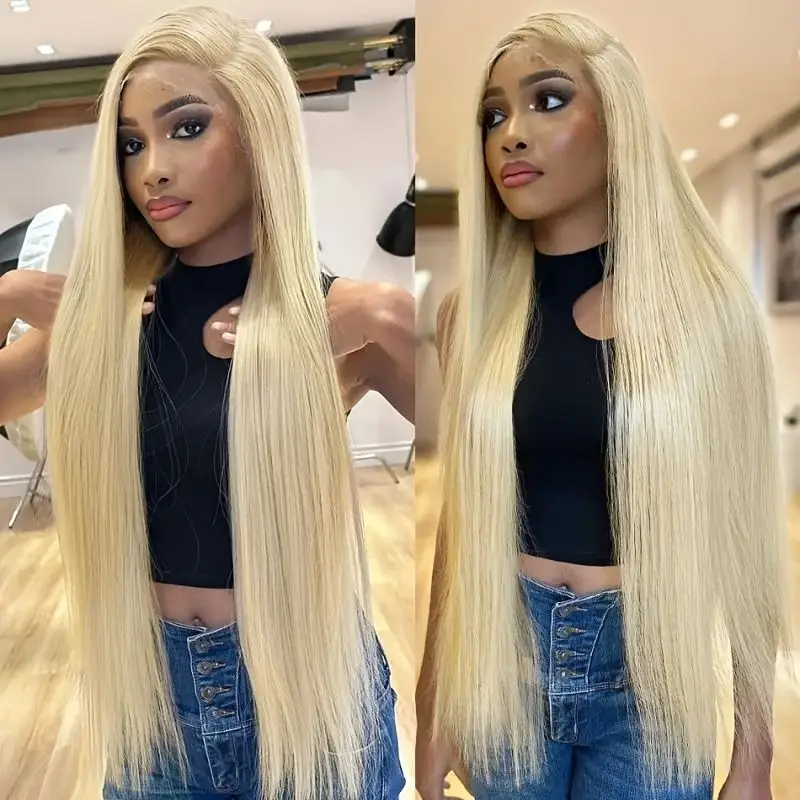 13x6 hd lace frontal wig human hair 613 Blonde Straight 30 40 Inch brazilian human hair pre plucked wigs For Women Choice