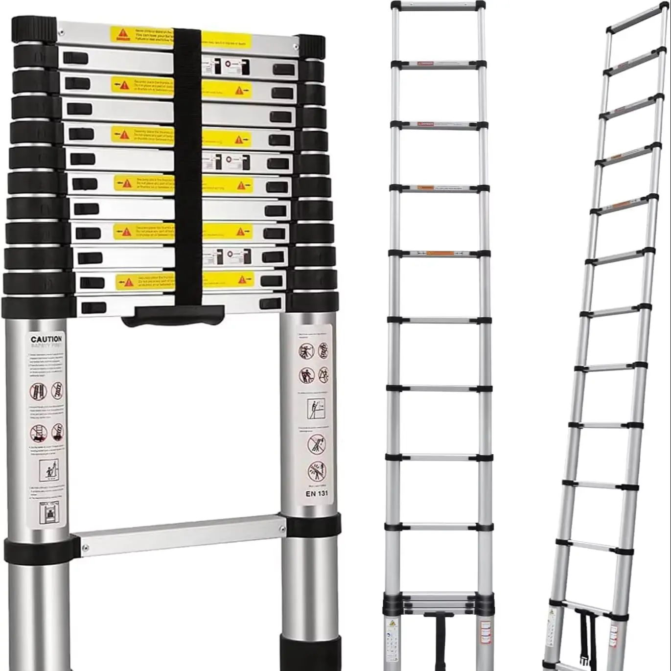 5 m 16,4 Fuß Teleskopleiter, Aluminiumleiter, Klappleiter, Mehrzweckleiter, rutschfeste Ausziehleiter, Stufenleiter, Trittleiter, tragbare leichte Leiter, Gleitleiter, 150 kg Tragfähigkeit