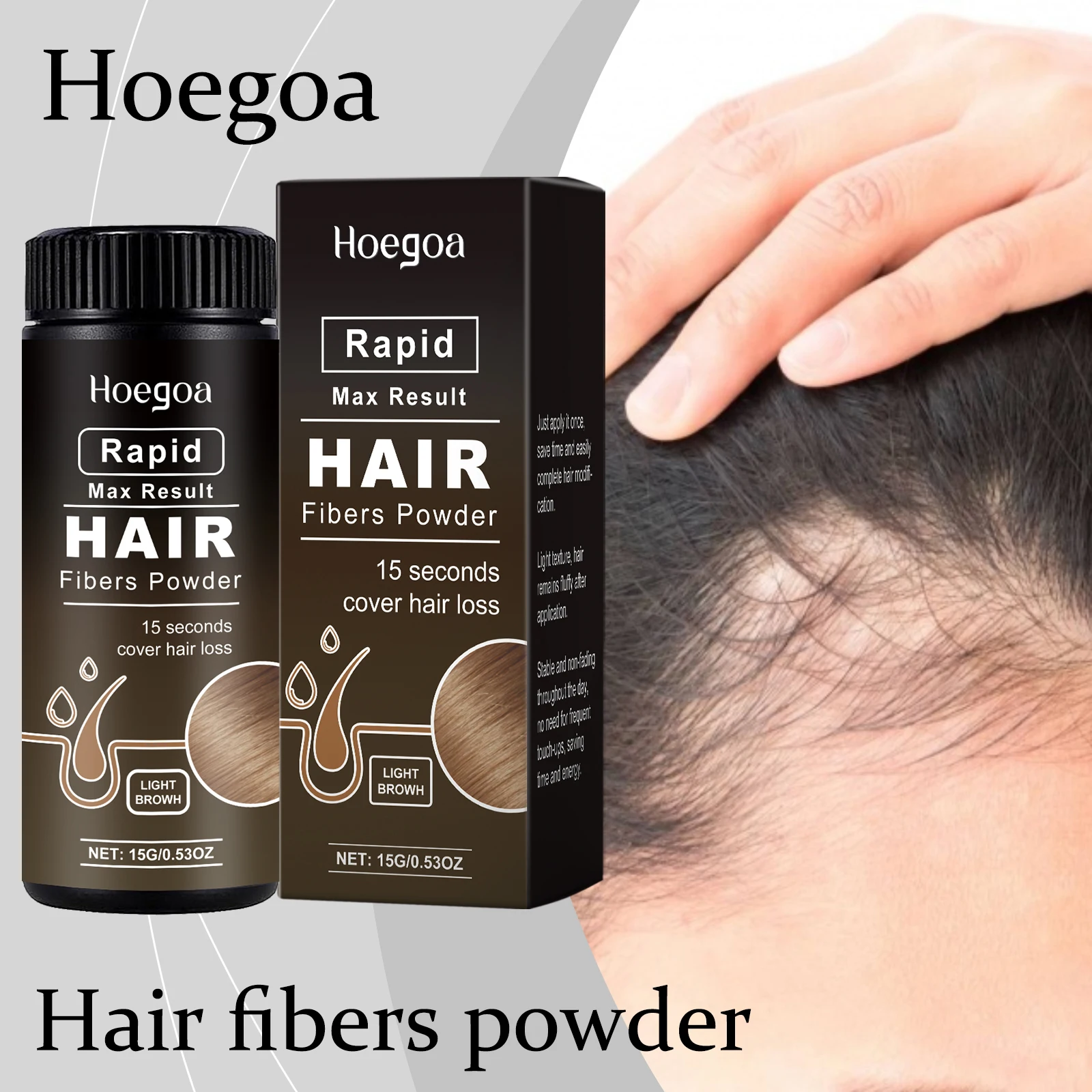 

Hoegoa Hair Fibers Powder Non-irritating SweatProof Modifies Forehead and Hairline Thickening Refreshing Hair Fibers Powder