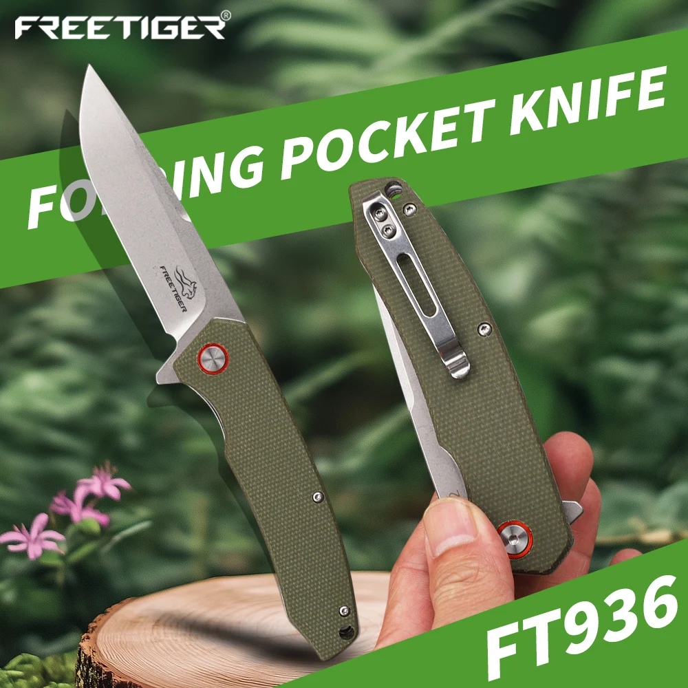 

FREETIGER D2 Складной нож Открытый EDC Карманный нож D2 Стальная ручка из Микарты Ручной инструмент Тактические охотничьи ножи для туризма для Menn