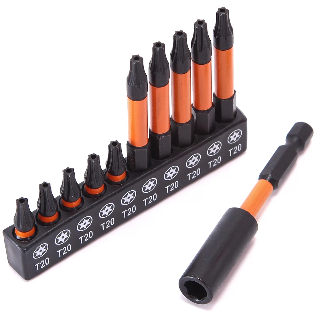 11Pcs T20 T25 Torx Screwdriver Bits Set Security Torx Bit Set Magnetic Torx Impact Driver Bit with Holder