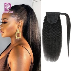 Racily Hair Kinky Sight Ponytail Ludzkie włosy Afro Kinky Ponytail Przedłużanie włosów Wrap Around Clip In Ponytail Czarne włosy Yaki