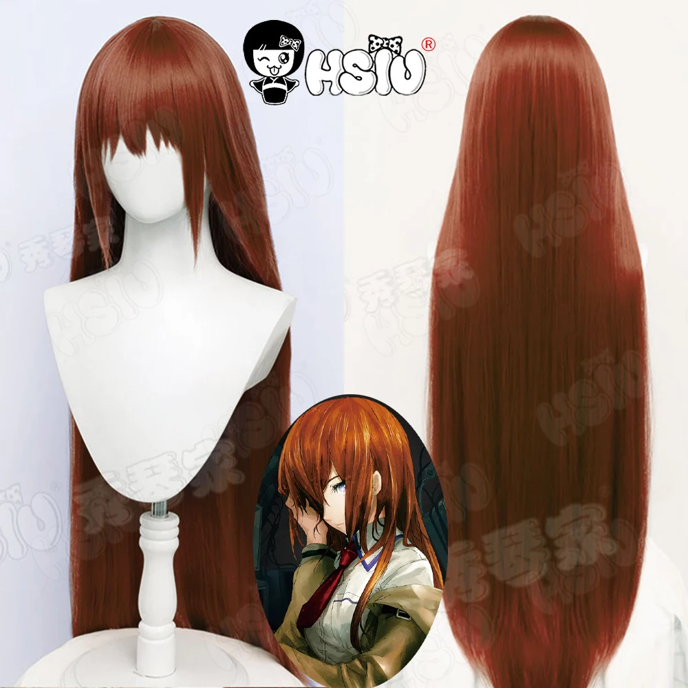 Makise Kurisu Cosplay Pruikvezel Synthetische Pruik Game Steins;Gate Cosplay Pruik Ariange Hsiu Ook Oranje Bruine Lange Pruik Pruik Cap