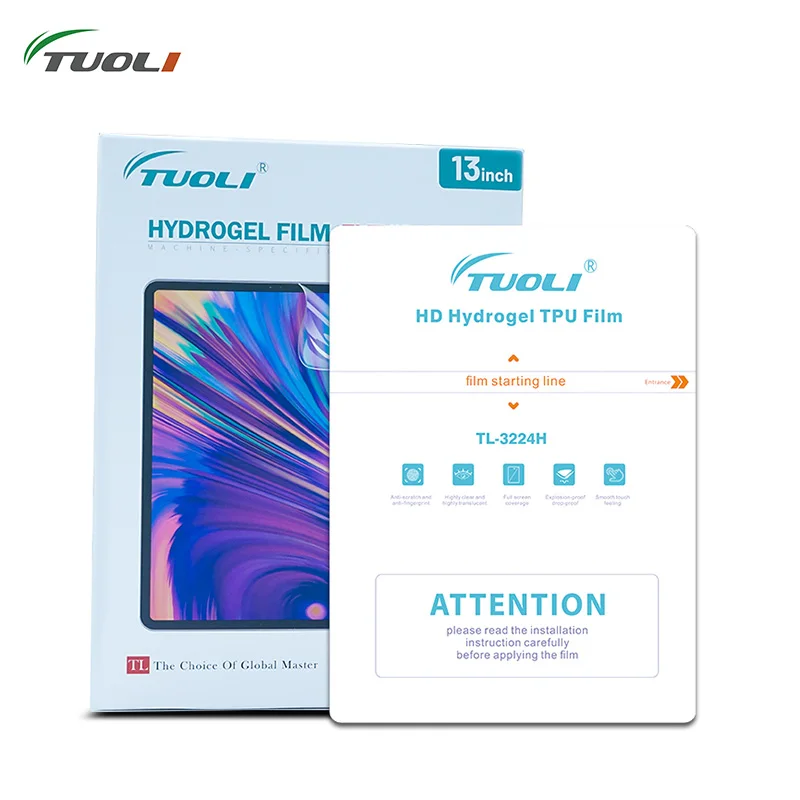 TUOLI 50pcs 13Inch 11inch HD Hydrogel Film Sheets Front Rear for IPad Tablet Protective TL 568Max TL168 TL518 Cutting Machine