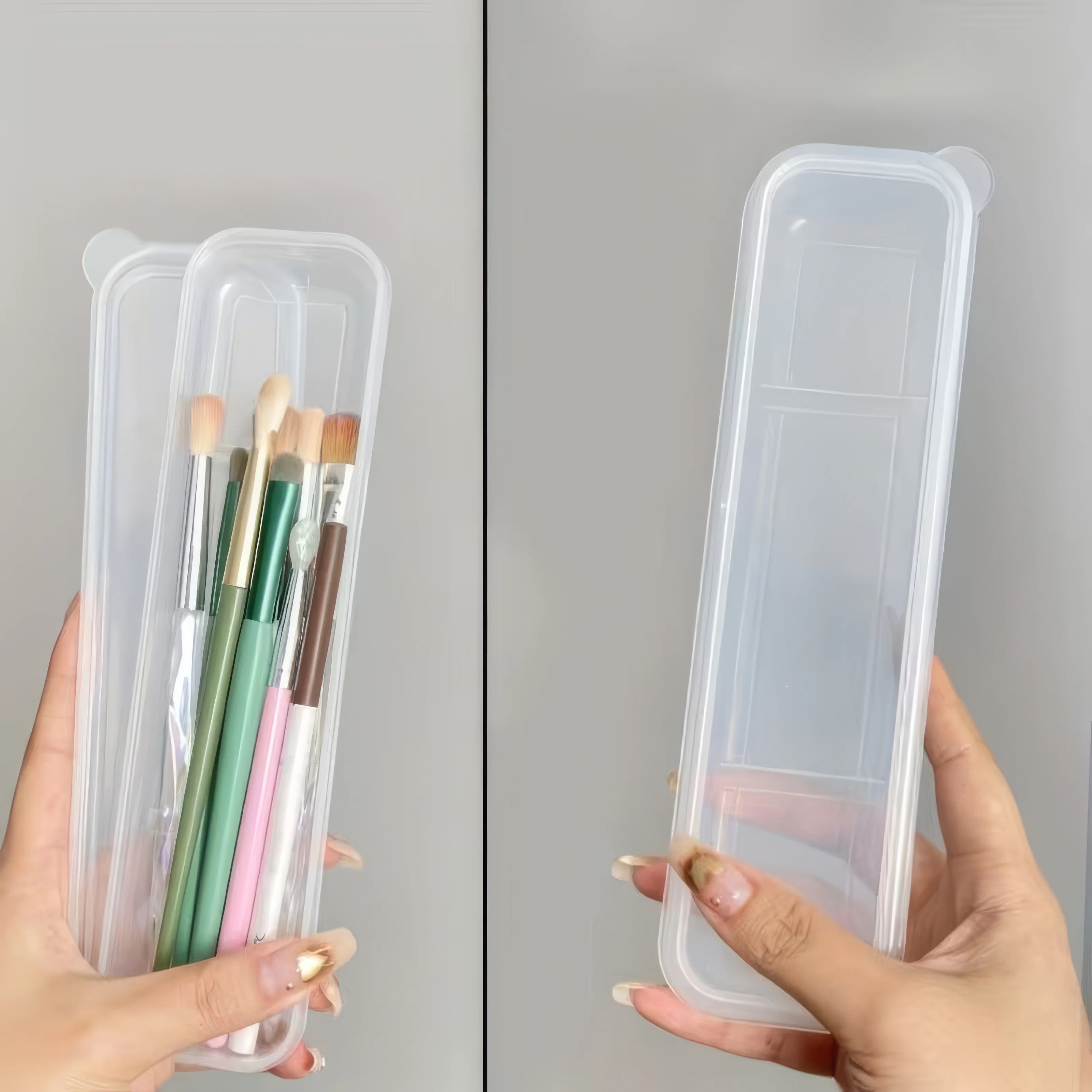 Boîte de rangement pour pinceaux de maquillage, 1/2 pièces, transparente, facile d'accès et d'organisation, adaptée aux pinceaux de maquillage et aux crayons à sourcils
