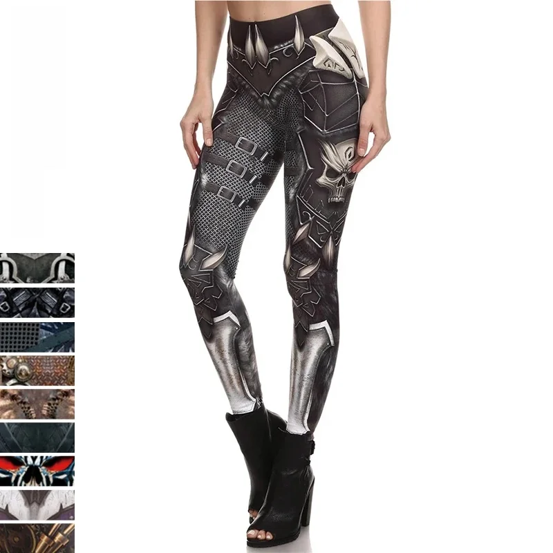 NADANBAO nowe BARBARIAN czaszki damskie legginsy Punk nadruk z czaszką leginsy wysokie elastyczne spodnie do fitnessu damskie legginsy push-up — zdjęcie 2