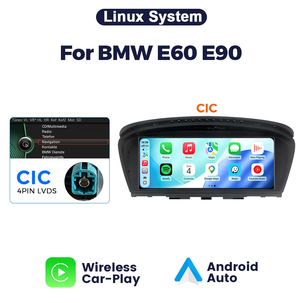 MEKEDE Linux Systeem 8.8 Inch voor BMW E60 E61 E63 E90 E91 E92 E93 CCC/CIC Draadloze Carplay Auto GPS BT Autoradio Multimedia Speler - afbeelding 1