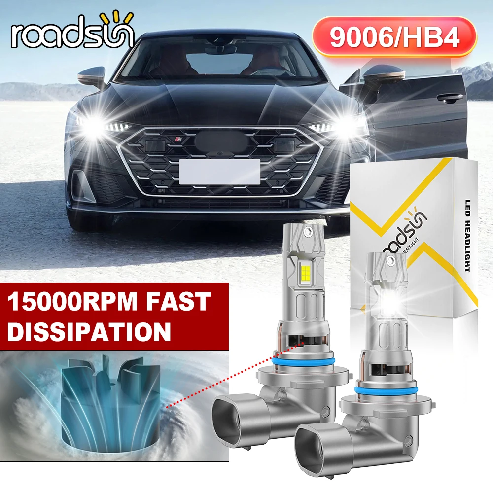

9006 HB4 LED Bulbs HB4 Headlight 6000K White 30000 Lumens 1:1 Designed Car Headlights with Turbo Fan Over 50000hrs Lifespan 2PCS
