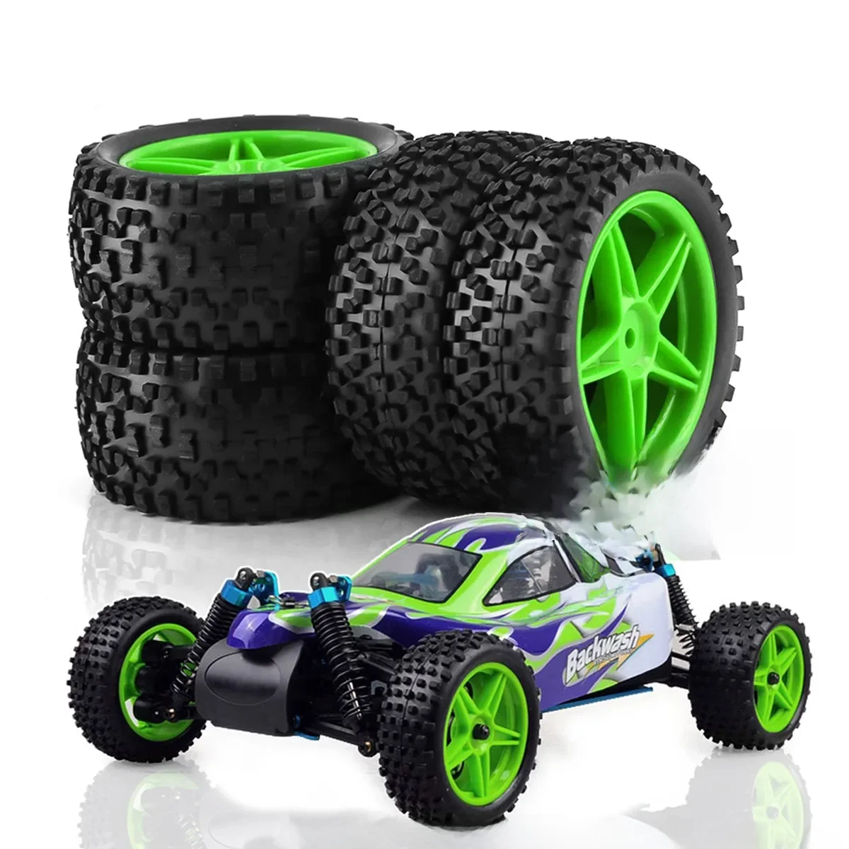 Pneus tout-terrain RS Wear Degree avec jante en plastique et caoutchouc, pour voiture RC 1:10 HSP 94107 94166 94106 94155 Tamiya Wltoys 144001