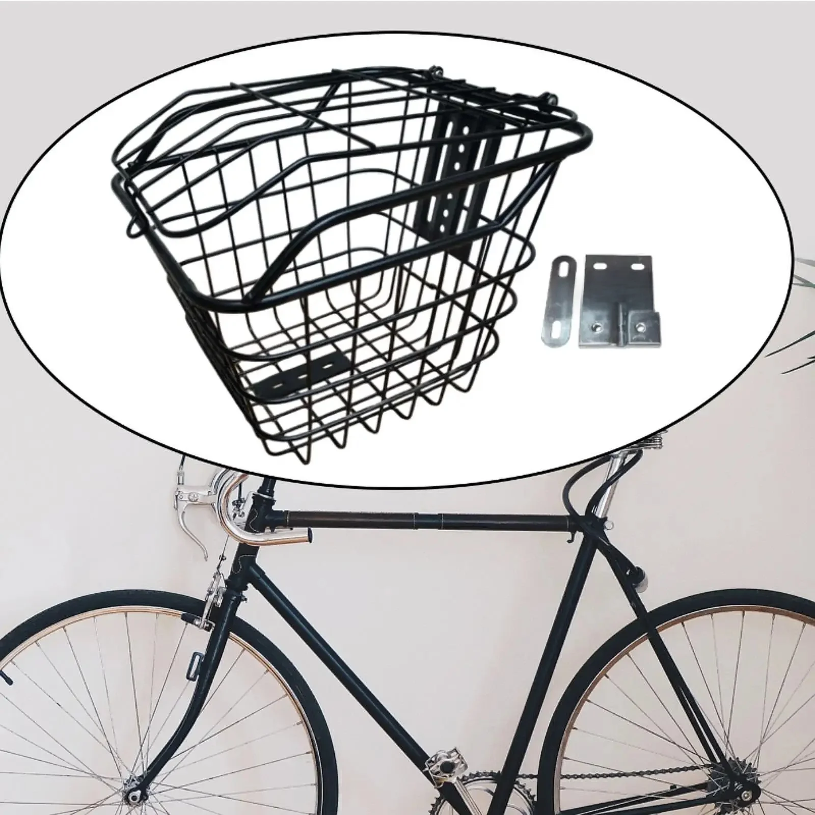 AliExpress Bike Basket Bicycle Handlebar Basket with Lid Metal Havy Duty Accessories Hanging Bike Basket for Hiking Mountain Road Bike