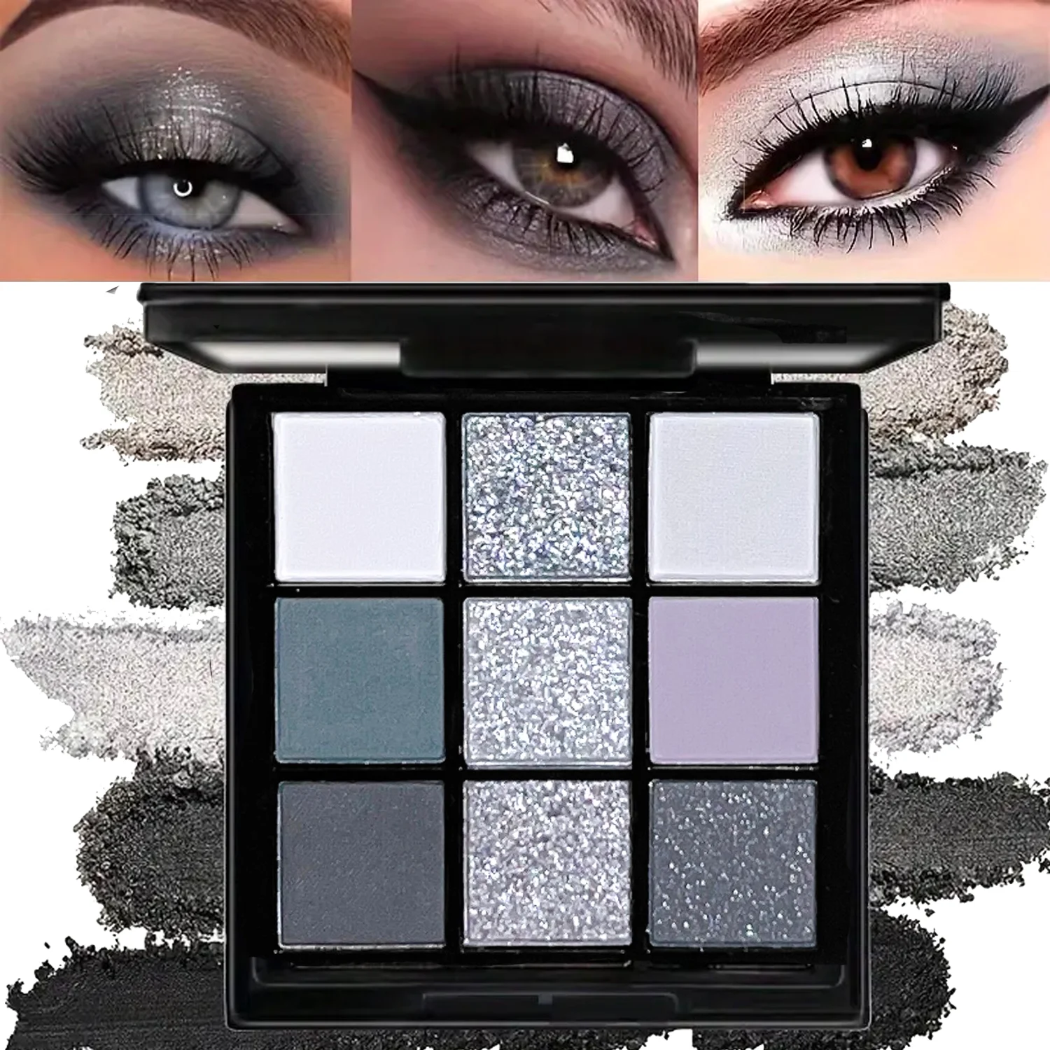 لوحة ظلال عيون سموكي مكونة من 9 ألوان - ألوان داكنة، غير لامعة ولامعة، مقاومة للماء، صبغة عالية، تهيج منخفض، معتمدة، جمال عالمي