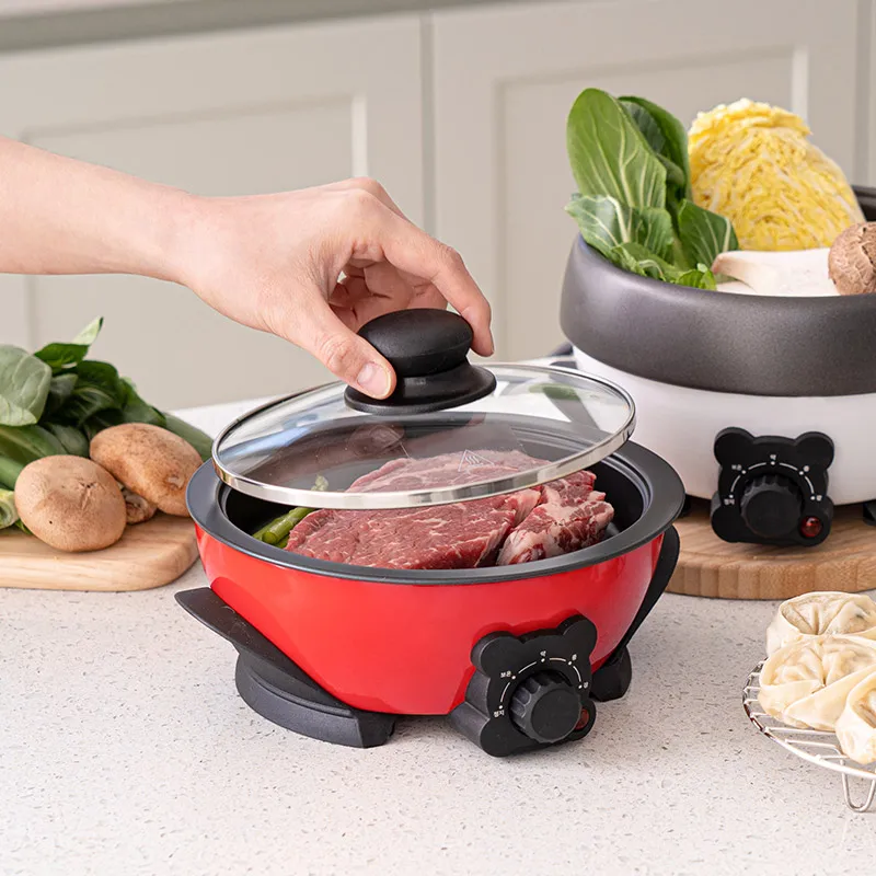 وعاء فني للمطبخ قابل للفصل متعدد الطباخ وعاء كهربائي 1.2 لتر سعة عملية 3 مراحل للتحكم في درجة الحرارة مقلاة شواء مع باخرة #2