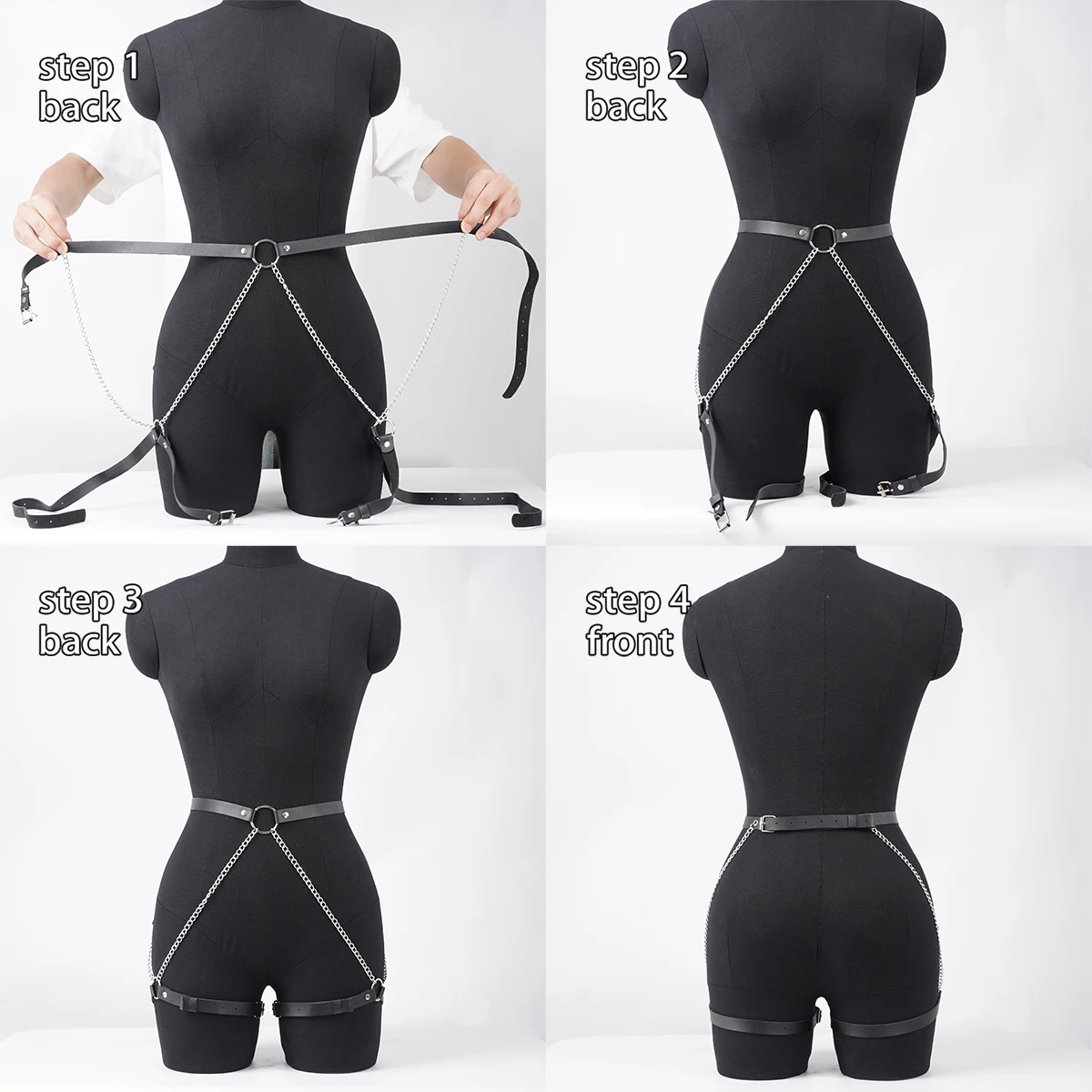 مثير حجم كبير حزام على شكل سلسلة النساء تسخير عبودية الملابس الداخلية الفخذ الرباط القوطية الملابس مهرجان الهذيان الزي الإكسسوارات #6