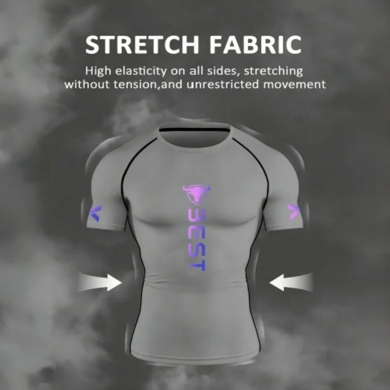 Men Camouflage Raglan Sleeve Compression T Shirt Quick Dry Stretch Short Sleeve Gym Workout Muscle Fit Tees Running Training Ath