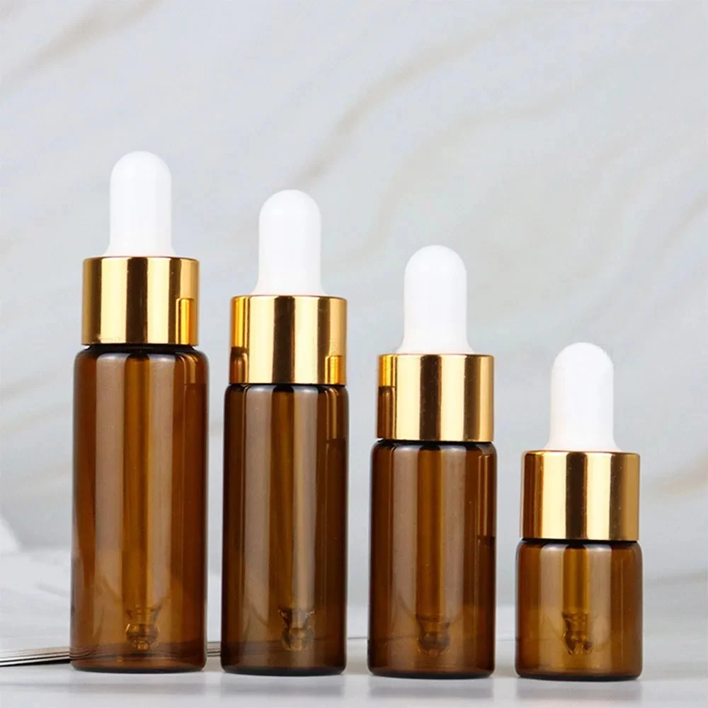 20/50/100 stuks 5 ml 10 ml 15 ml 20 ml Bruine Druppelflesjes met Pipet Essentiële olie Cosmetische Fles Amber Glazen Flacon Leeg - afbeelding 2