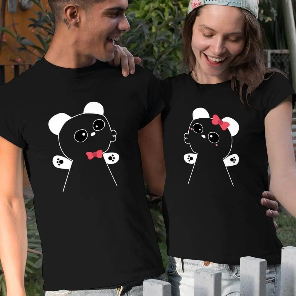 

Unisex Cute Panda Couple T-Shirts - Adorable Matching Tee Set- Valentine's Day Gift- T-shirts for Couples and Lovers