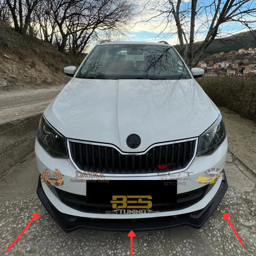 3 Pcs Front Bumper Lip For Skoda Fabia Body Kit Car Accessories Spoiler Splitter Diffuser Flap Sport Bumper Exterior Parts