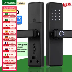 RAYKUpunK20-Serrure de porte électronique à empreintes digitales, Bluetooth, 9 langues, Tuya, carte IC, mot de passe, déverrouillage à clé