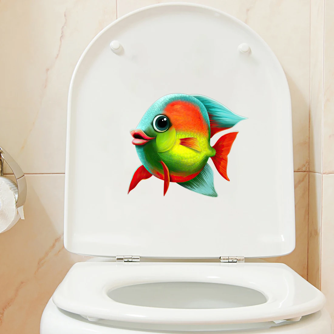 Three Ratels CF604 cute Colorful ocean fish cartoon sticker for home decoration Toilet Decal