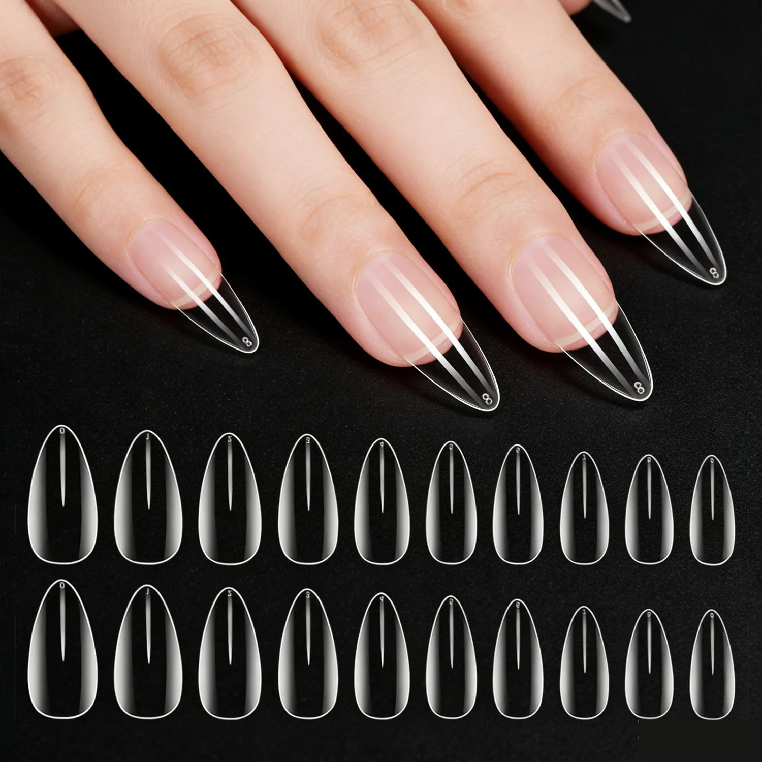 

Clear Almond False Nail Tips 500PCS Full Cover Sculpted Soft Gel Press on Nails for Acrylic French Manicure Extension