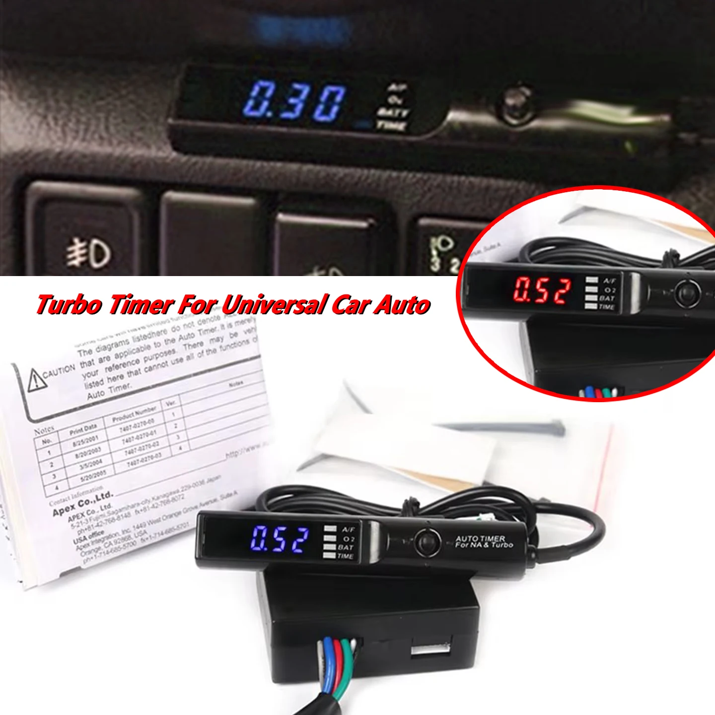 Universal Auto 12V Auto Elektronische Digitale Turbo Timer Rot/Blau LED Digital Display Für Turbo & NA Schwarz stift Steuerung
