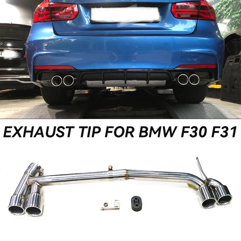 Quad Car Exhaust Tip Tailpipe For BMW F30 F31 320i 318i F32 420i 2013-2016 M Sport 3 Series Carbon Muffler Tip Exhaust System