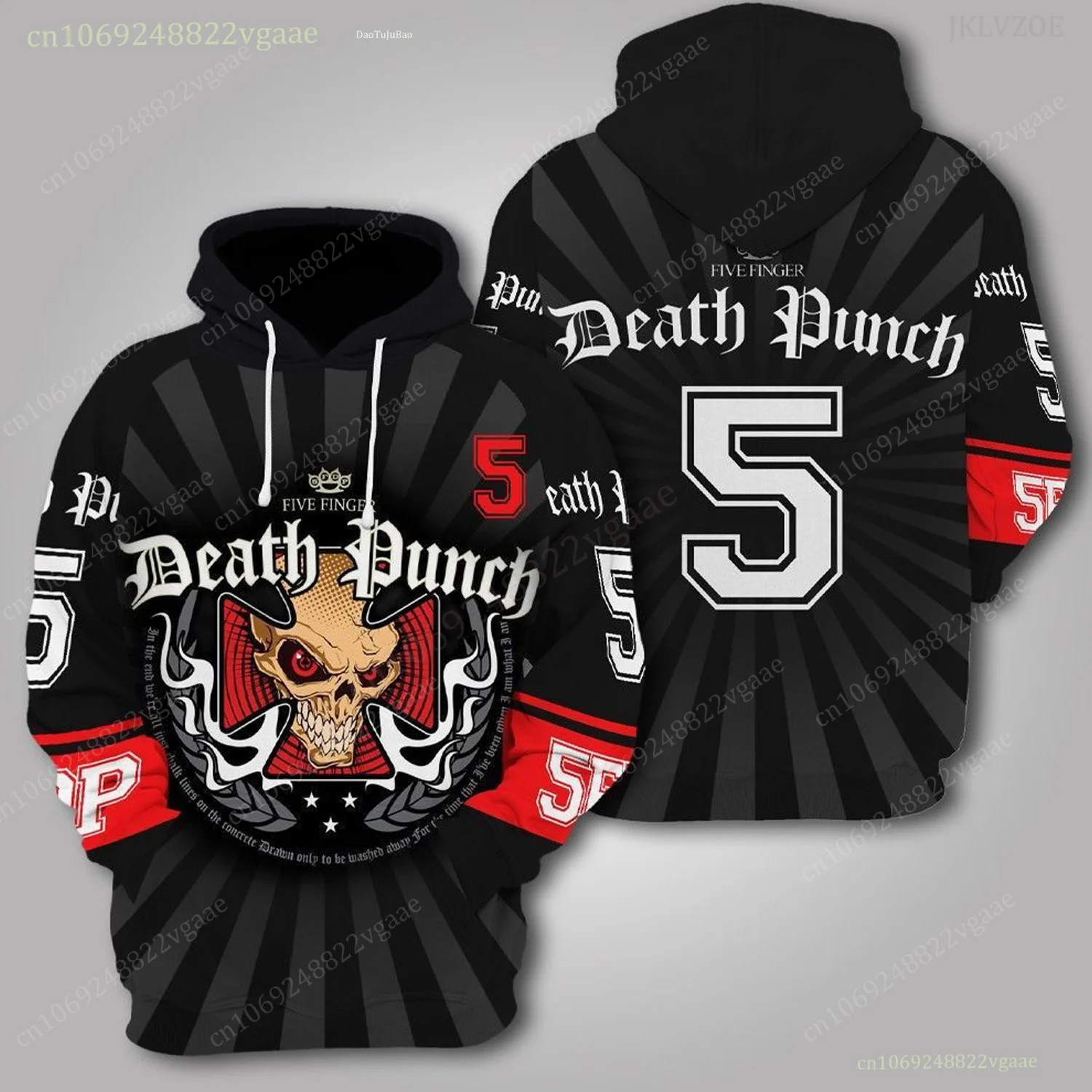 Autumn Winter Horror Skull Hoodie Men Long Sleeve Sweatshirt Women Kids Rock Band Coat Death Punch Halloween Five Finger