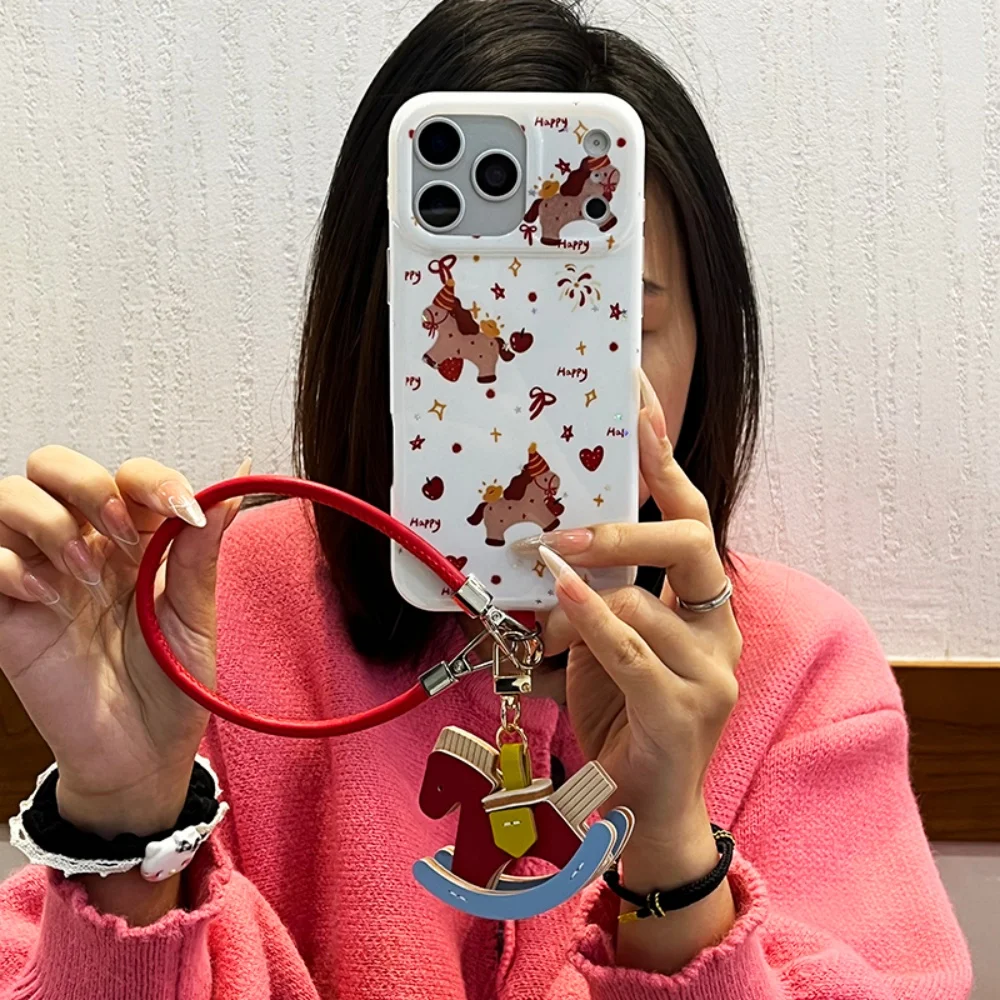 

New cute white background pony star phone case for iPhone17 16 ProMax 14 15 Pro phone case fashion shockproof protective cover