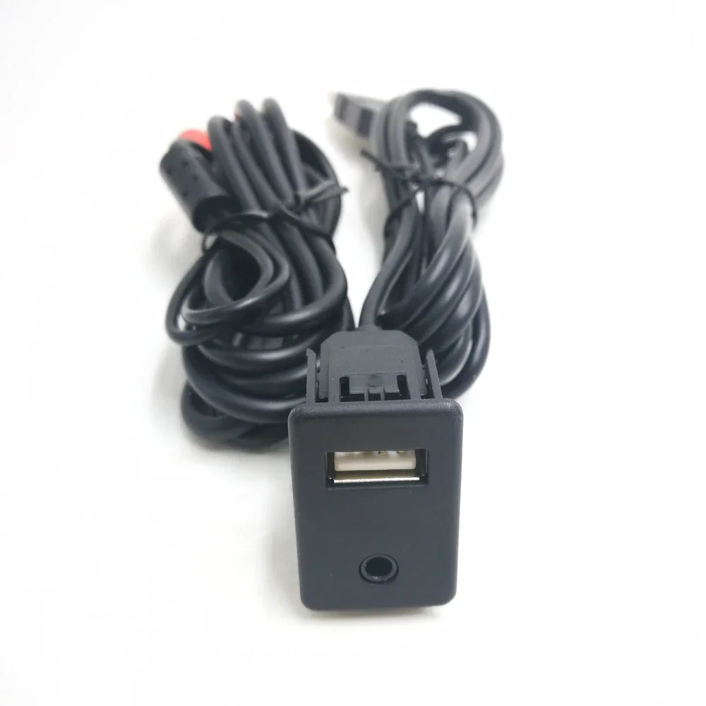 Biurlink 1.5M RCA USB Cable Adapter Switch 3.5mm Audio Jack AUX USB Cable Extention Mount Panel Wiring For Volkswagen Toyota — zdjęcie 2