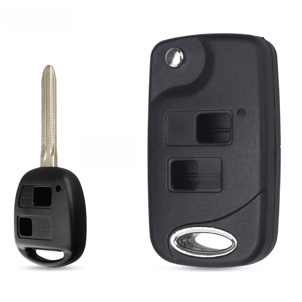 KEYYOU składana klapka obudowa pilota bez kluczyka 2 przycisk dla Toyota Yaris Carina Corolla Avensis TOY43 Uncut Blade obudowa pilota — zdjęcie 2