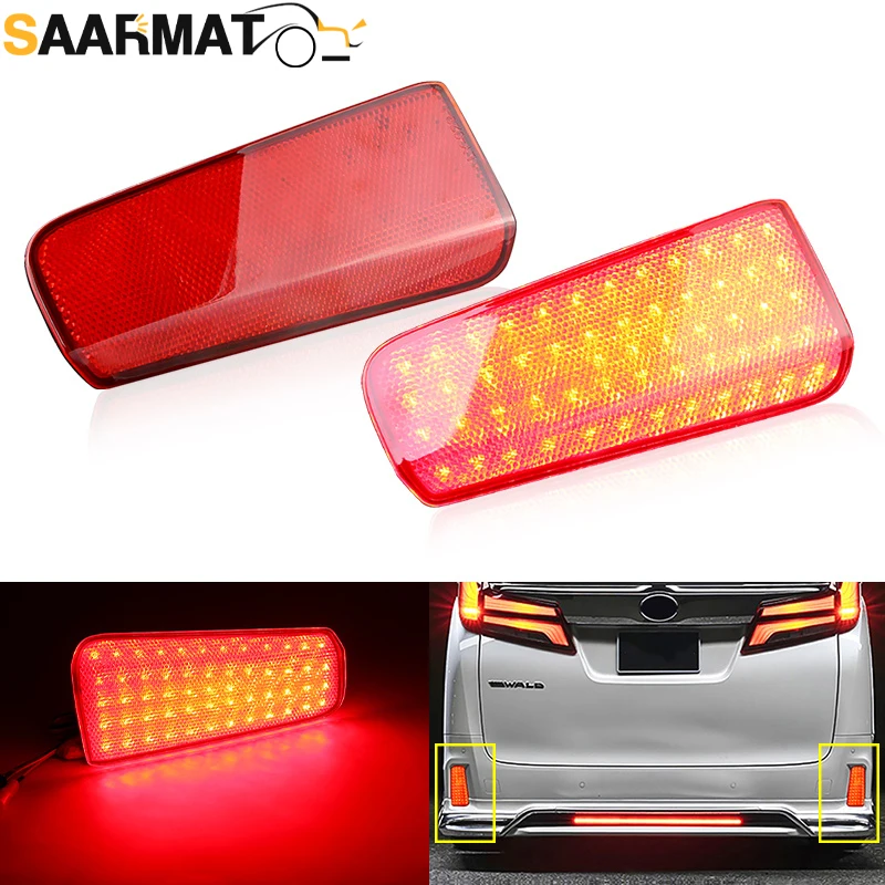 2PCS Canbus LED Rear Bumper Reflector Tail Brake Light For Toyota Alphard Vellfire 30 Series 2015 2016 2017 2018 Car Accessories