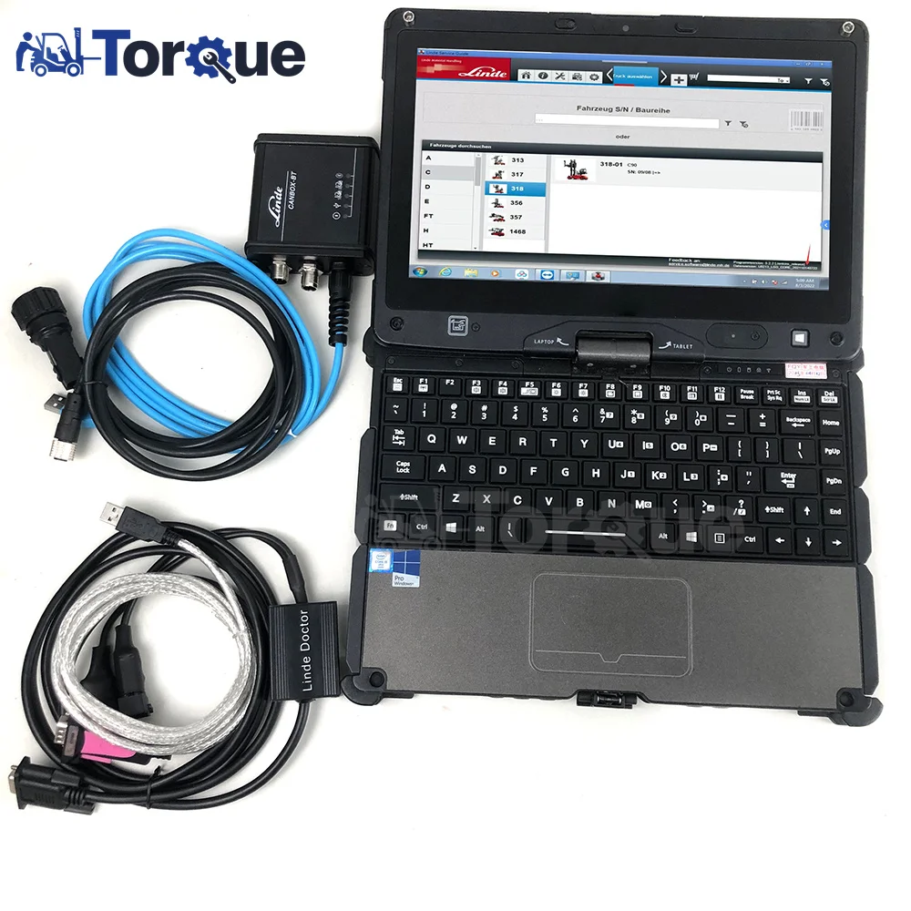ل Linde BT canbox pathfinder رافعة شوكية كهربائية شاحنة أداة تشخيصية + أداة تشخيص طبيب ليند + كمبيوتر محمول Getac V100 /C2
