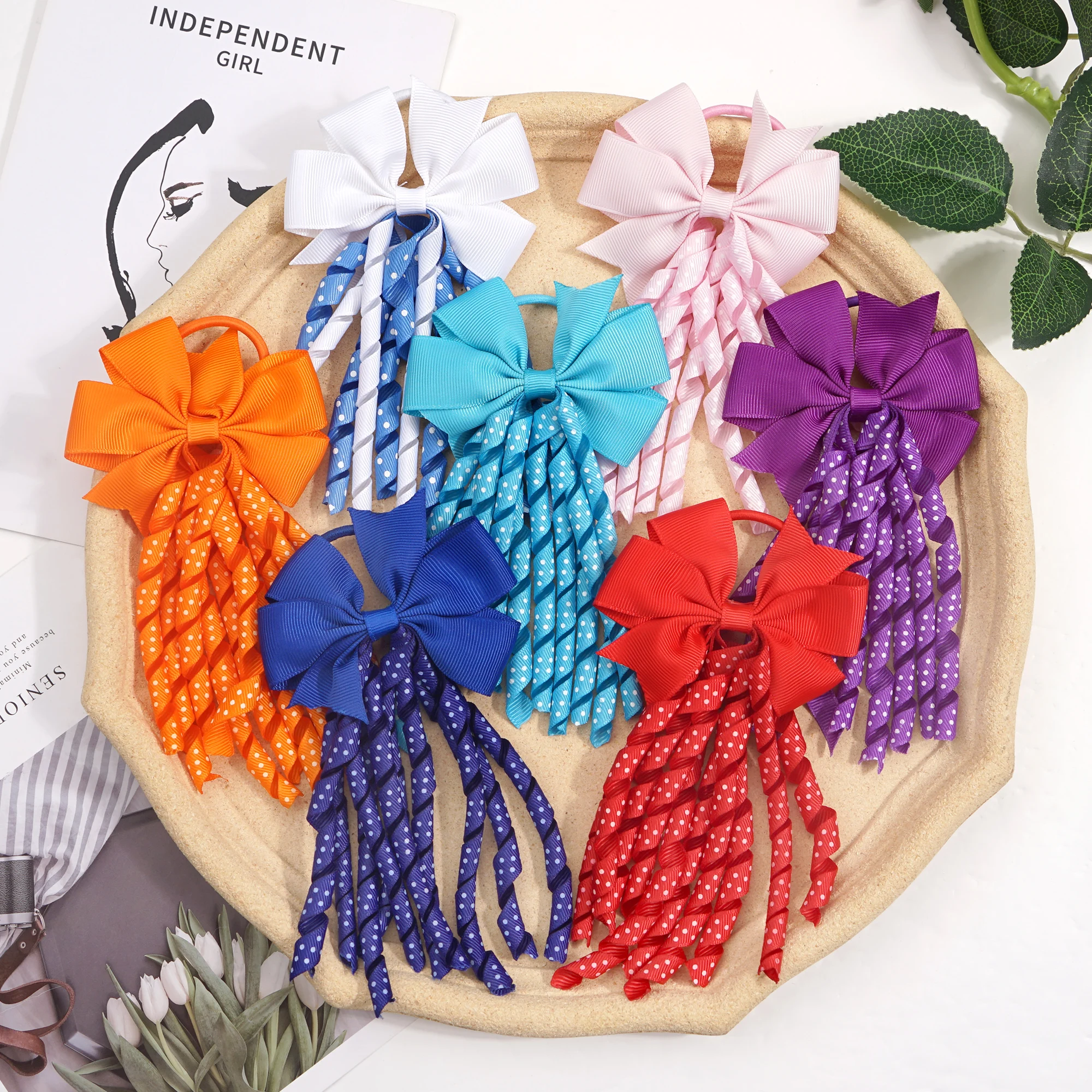 12pcs Ribbon Pigtail Hair Bows Elastic Hair Ties Hair Bands Holders Hair Accessories for Baby Girls Infants Toddler