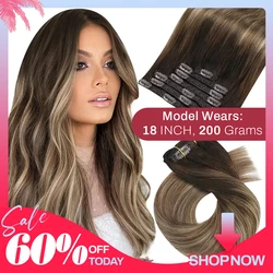[Hot Sale] Moresoo Clip in Hair Extensions Real Natural Hair Remy Straight Set 5&7 Pcs Brazilian Clip in Human Hair Extensions