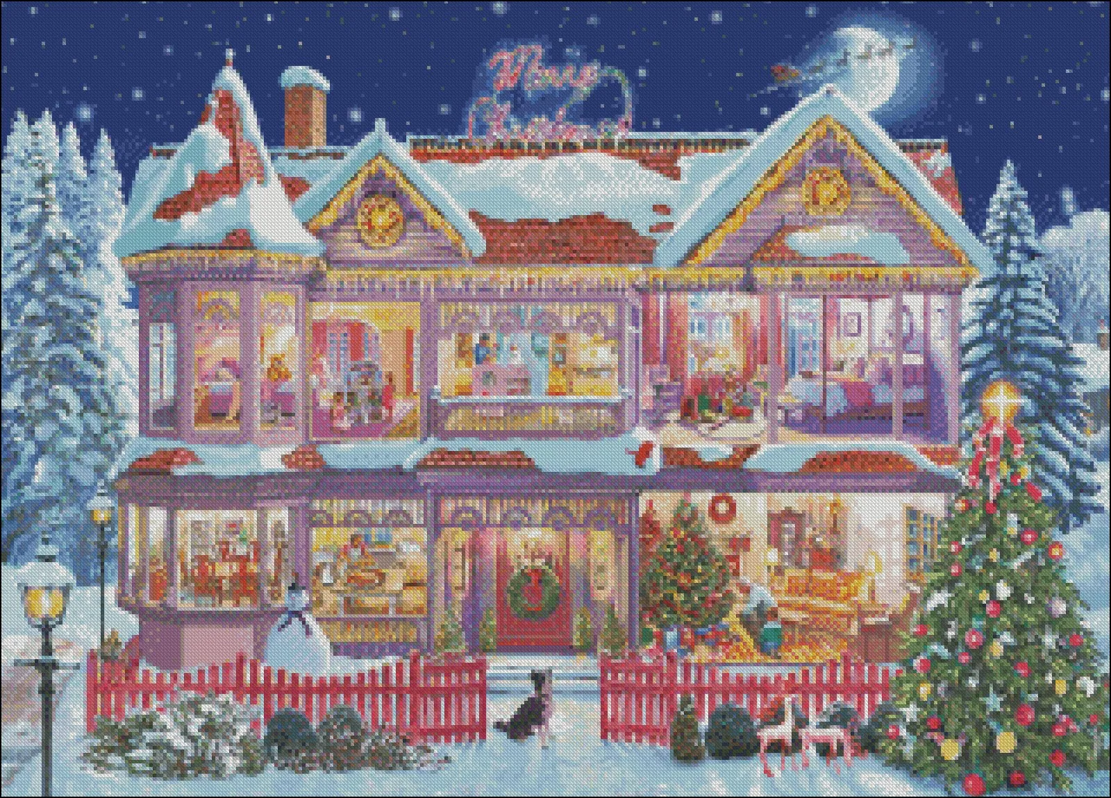 Getting Ready for Christmas - Counted Cross Stitch Kits - DIY Handmade Needlework Embroidery 14 CT Aida Sets DMC Color