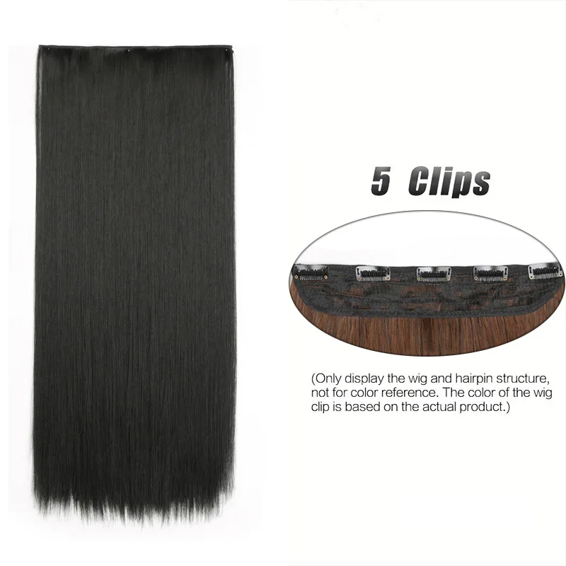 Clip In Synthetic Hair Extension Straight One Piece 5 Clips Full Head Transformation for All Occasions