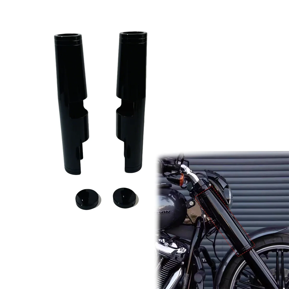 

Motorcycle Fork Protector Sleeve Shock Absorber Cover One-Piece for Harley Breakout Street Bob