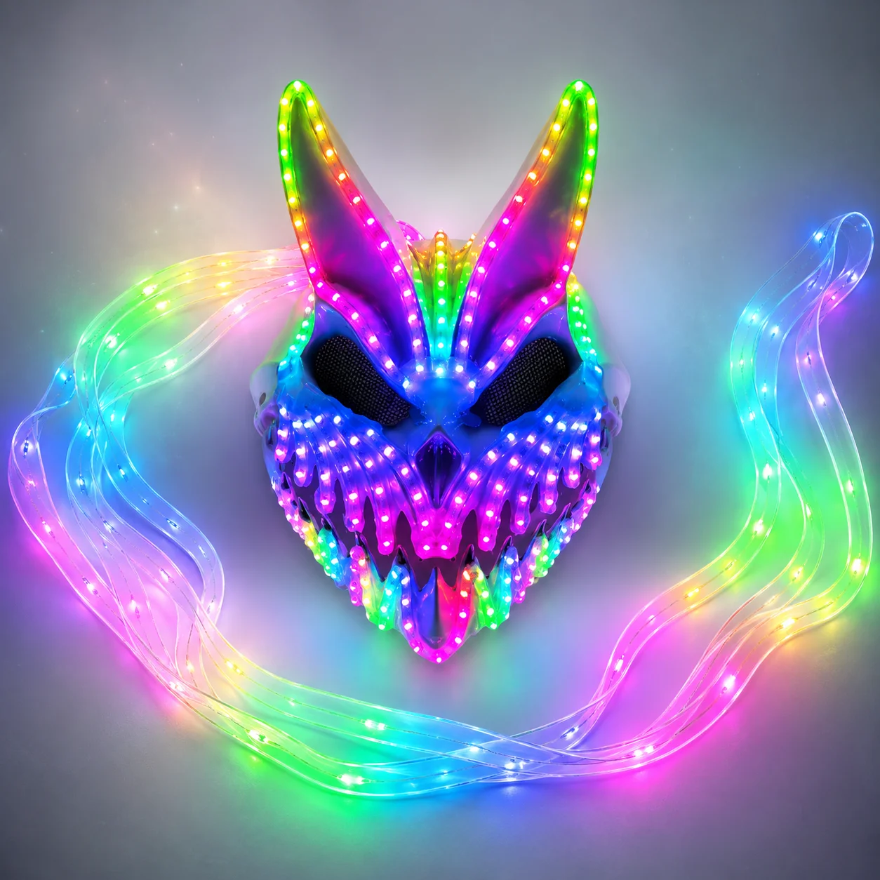 LED Rabbit Bear Mask with Remote Color Change Halloween Horror Bunny Mask for Carnival Party Cosplay And Dress up