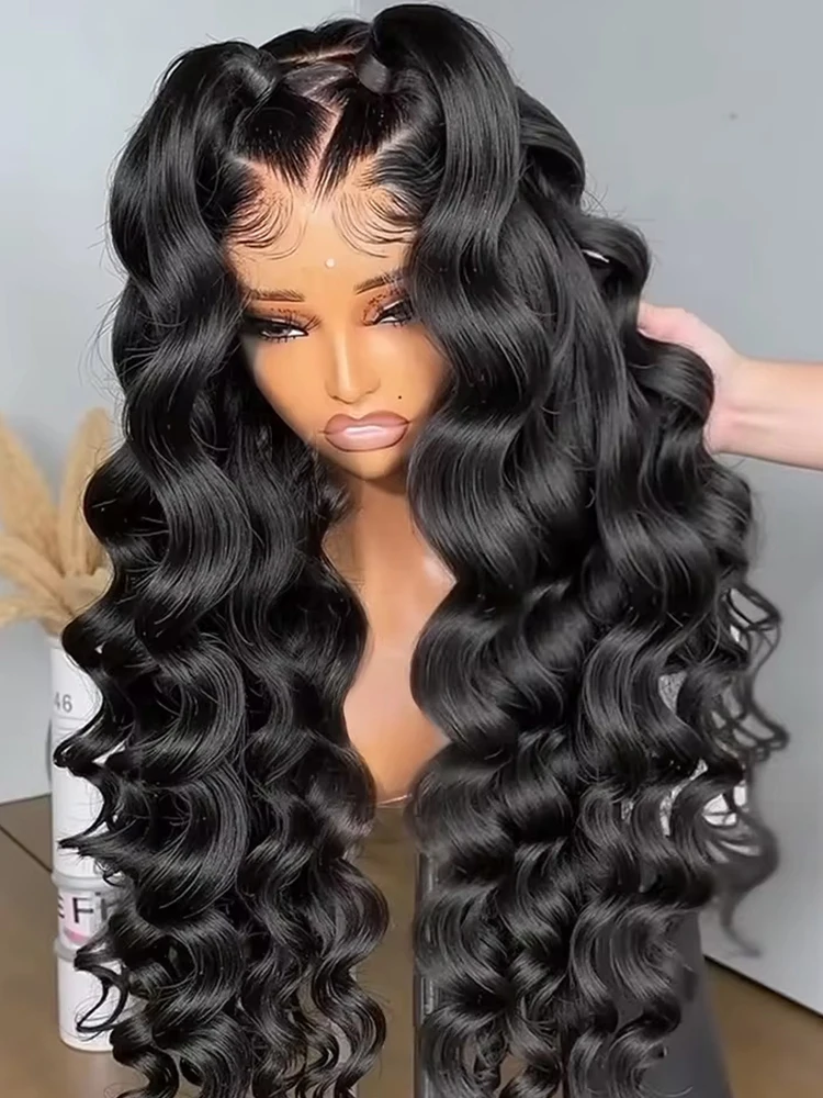 Peluca con malla frontal de onda profunda suelta 13x4 HD pelucas de cabello humano sin pegamento transparente para mujeres pelucas de estilo rizado elegante prearrancadas